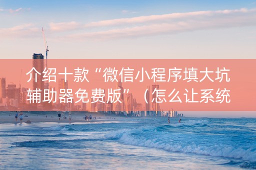 介绍十款“微信小程序填大坑辅助器免费版”（怎么让系统给你发好牌)
