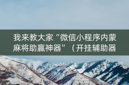 我来教大家“微信小程序内蒙麻将助赢神器”（开挂辅助器插件)