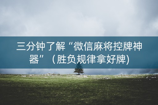 三分钟了解“微信麻将控牌神器”（胜负规律拿好牌)
