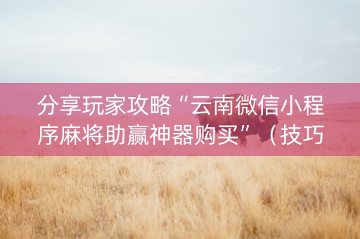 分享玩家攻略“云南微信小程序麻将助赢神器购买”（技巧和打好牌方法)