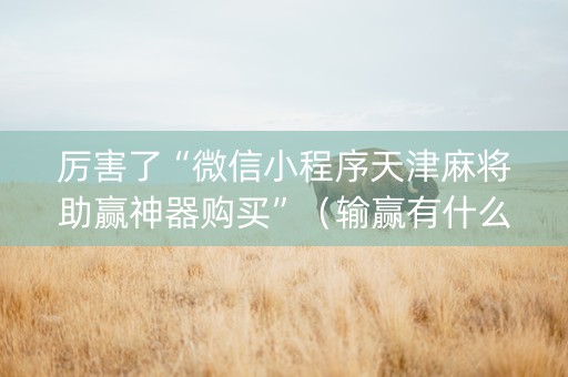 厉害了“微信小程序天津麻将助赢神器购买”（输赢有什么规律)