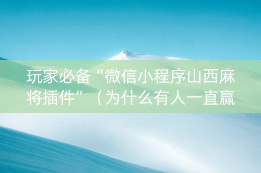 玩家必备“微信小程序山西麻将插件”（为什么有人一直赢)