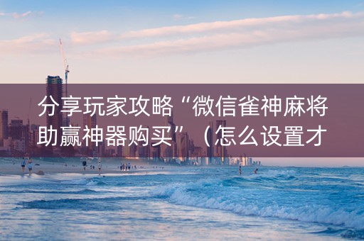 分享玩家攻略“微信雀神麻将助赢神器购买”（怎么设置才能赢)