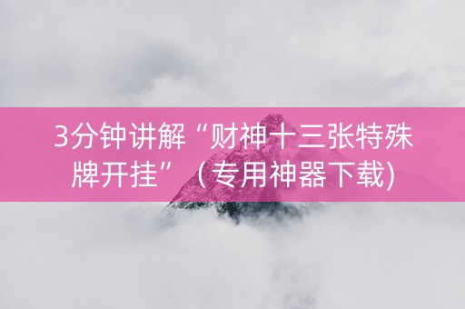 3分钟讲解“财神十三张特殊牌开挂”（专用神器下载)