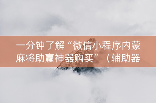 一分钟了解“微信小程序内蒙麻将助赢神器购买”（辅助器插件)