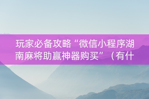 玩家必备攻略“微信小程序湖南麻将助赢神器购买”（有什么规律)