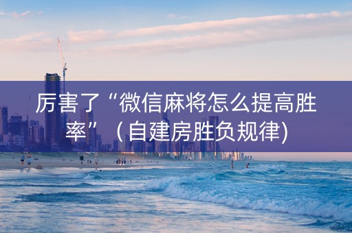 厉害了“微信麻将怎么提高胜率”（自建房胜负规律)