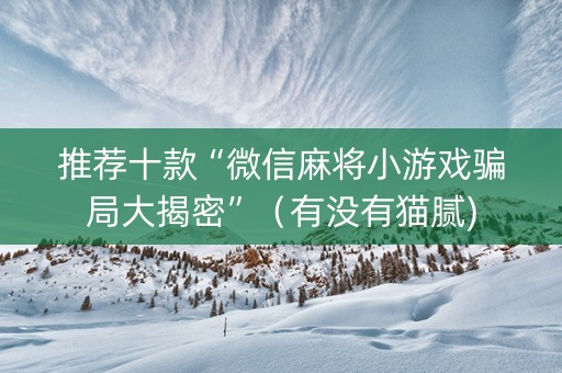 推荐十款“微信麻将小游戏骗局大揭密”（有没有猫腻)