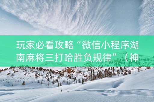 玩家必看攻略“微信小程序湖南麻将三打哈胜负规律”（神器通用版)