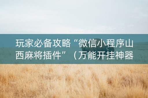 玩家必备攻略“微信小程序山西麻将插件”（万能开挂神器)