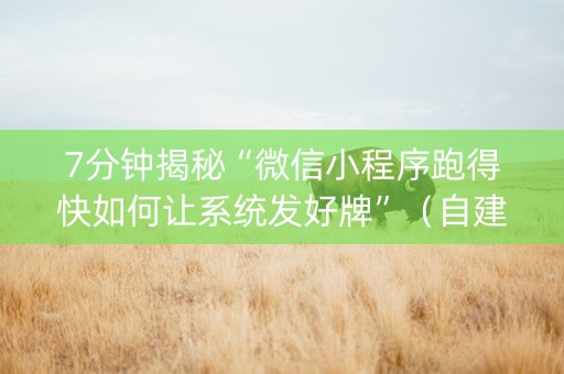 7分钟揭秘“微信小程序跑得快如何让系统发好牌”（自建房怎么拿好牌)