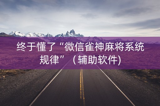 终于懂了“微信雀神麻将系统规律”（辅助软件)