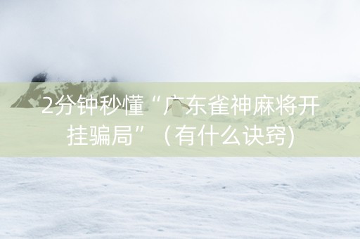 2分钟秒懂“广东雀神麻将开挂骗局”（有什么诀窍)