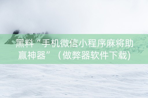 黑料“手机微信小程序麻将助赢神器”（做弊器软件下载)