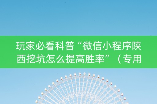玩家必看科普“微信小程序陕西挖坑怎么提高胜率”（专用神器下载)