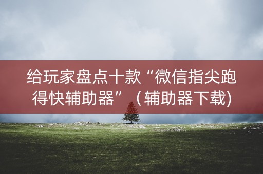给玩家盘点十款“微信指尖跑得快辅助器”（辅助器下载)