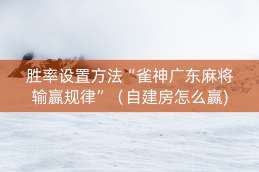 胜率设置方法“雀神广东麻将输赢规律”（自建房怎么赢)
