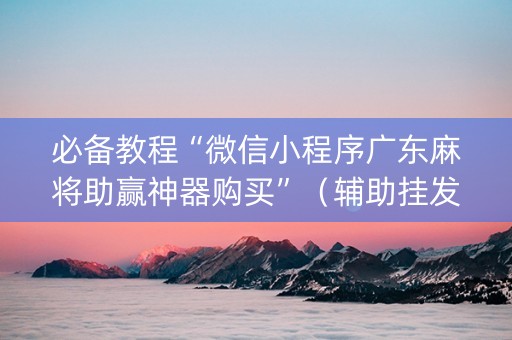 必备教程“微信小程序广东麻将助赢神器购买”（辅助挂发牌规律)