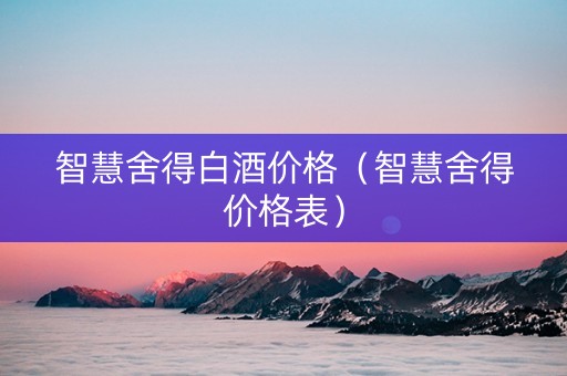 智慧舍得白酒价格（智慧舍得价格表）