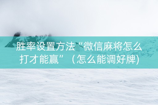 胜率设置方法“微信麻将怎么打才能赢”（怎么能调好牌)