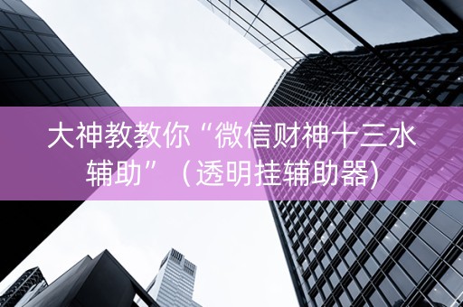 大神教教你“微信财神十三水辅助”（透明挂辅助器)