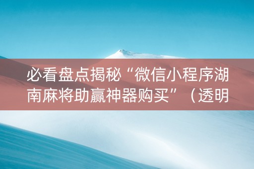 必看盘点揭秘“微信小程序湖南麻将助赢神器购买”（透明器教程)