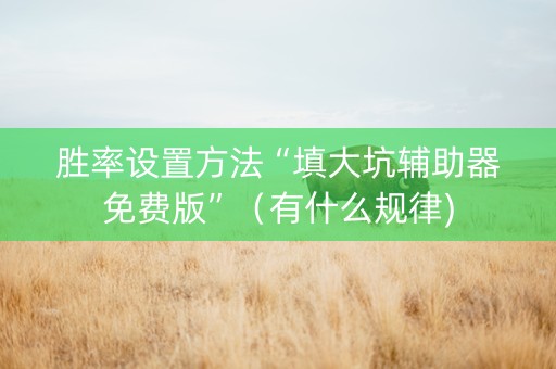 胜率设置方法“填大坑辅助器免费版”（有什么规律)