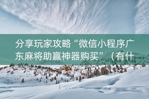 分享玩家攻略“微信小程序广东麻将助赢神器购买”（有什么诀窍)