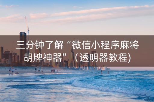 三分钟了解“微信小程序麻将胡牌神器”（透明器教程)