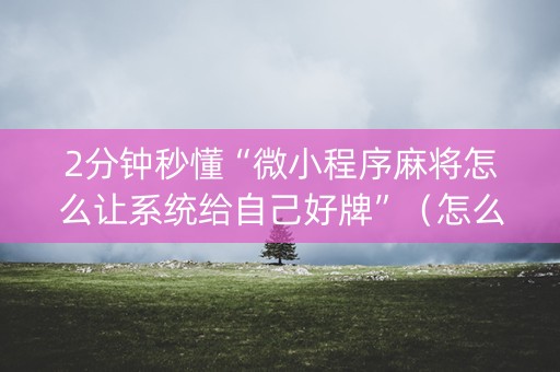 2分钟秒懂“微小程序麻将怎么让系统给自己好牌”（怎么设置才能赢)