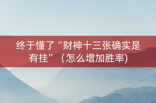 终于懂了“财神十三张确实是有挂”（怎么增加胜率)