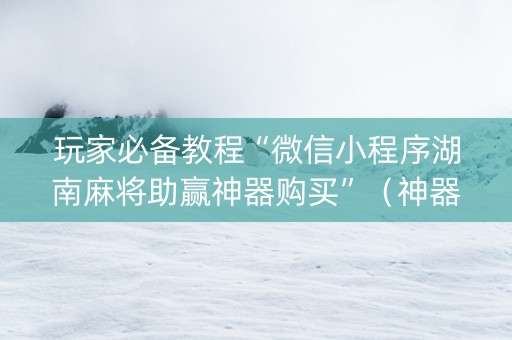 玩家必备教程“微信小程序湖南麻将助赢神器购买”（神器最新免费)