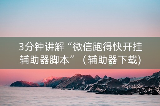 3分钟讲解“微信跑得快开挂辅助器脚本”（辅助器下载)
