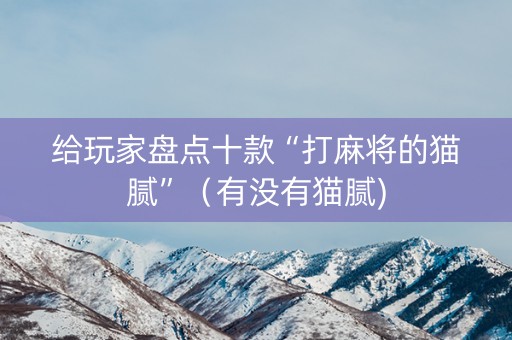 给玩家盘点十款“打麻将的猫腻”（有没有猫腻)