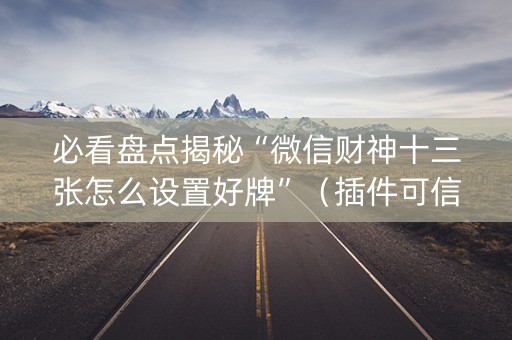 必看盘点揭秘“微信财神十三张怎么设置好牌”（插件可信吗)