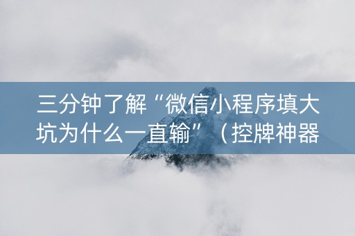 三分钟了解“微信小程序填大坑为什么一直输”（控牌神器)