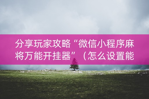 分享玩家攻略“微信小程序麻将万能开挂器”（怎么设置能有好牌)