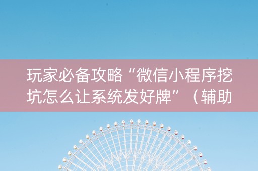 玩家必备攻略“微信小程序挖坑怎么让系统发好牌”（辅助软件)