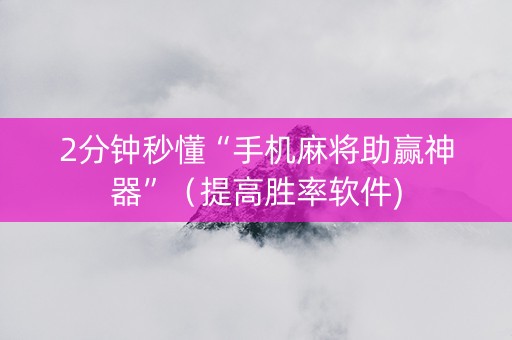 2分钟秒懂“手机麻将助赢神器”（提高胜率软件)