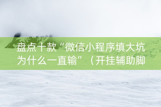 盘点十款“微信小程序填大坑为什么一直输”（开挂辅助脚本)