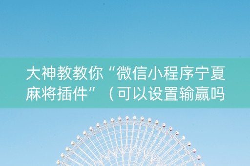 大神教教你“微信小程序宁夏麻将插件”（可以设置输赢吗)