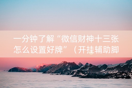 一分钟了解“微信财神十三张怎么设置好牌”（开挂辅助脚本)
