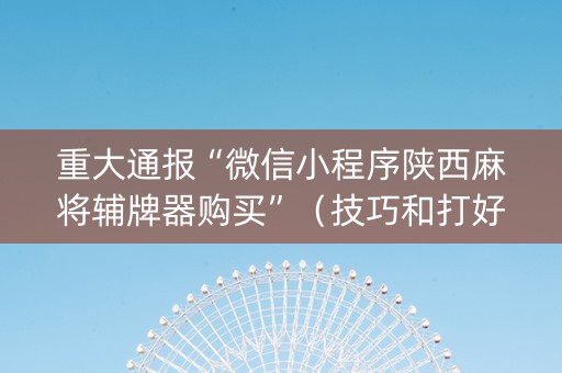 重大通报“微信小程序陕西麻将辅牌器购买”（技巧和打好牌方法)