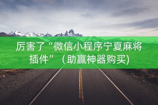 厉害了“微信小程序宁夏麻将插件”（助赢神器购买)