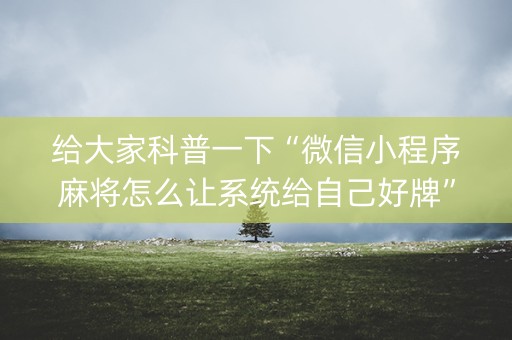 给大家科普一下“微信小程序麻将怎么让系统给自己好牌”（怎么能调好牌)