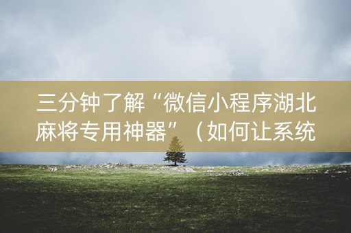 三分钟了解“微信小程序湖北麻将专用神器”（如何让系统发好牌)