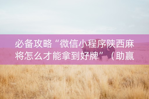 必备攻略“微信小程序陕西麻将怎么才能拿到好牌”（助赢神器)