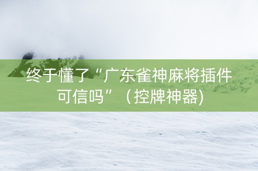 终于懂了“广东雀神麻将插件可信吗”（控牌神器)