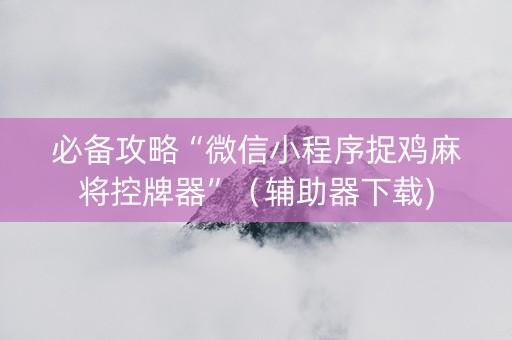 必备攻略“微信小程序捉鸡麻将控牌器”（辅助器下载)