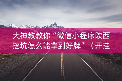 大神教教你“微信小程序陕西挖坑怎么能拿到好牌”（开挂辅助器插件)